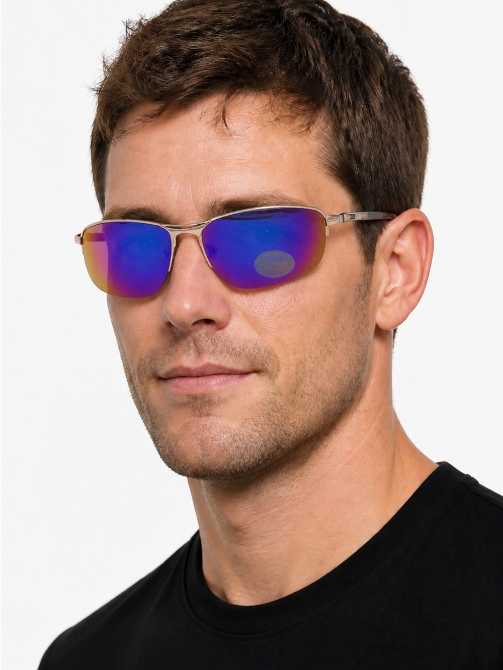 Mirrored Blue-Purple Lens Sunglasses